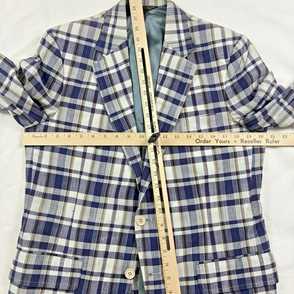 Madras Sport Coat Blue 40R Cotton Haspel Made in USA Deadstock VTG  80s Ivy Trad